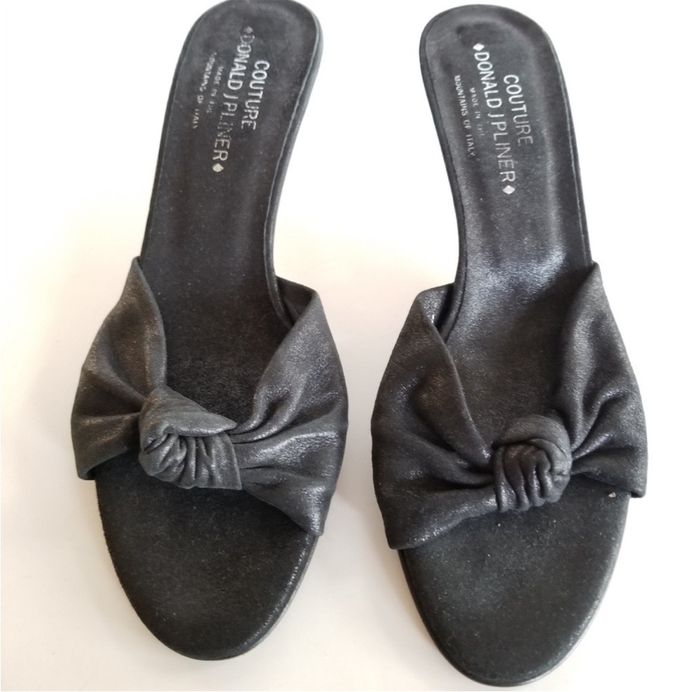 Donald Pilner Black Kitten Heels/ Mules 10
